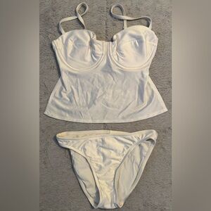 Victoria's Secret Y2K White Bikini Lined w/ Adjustable Back Tankini Style Top